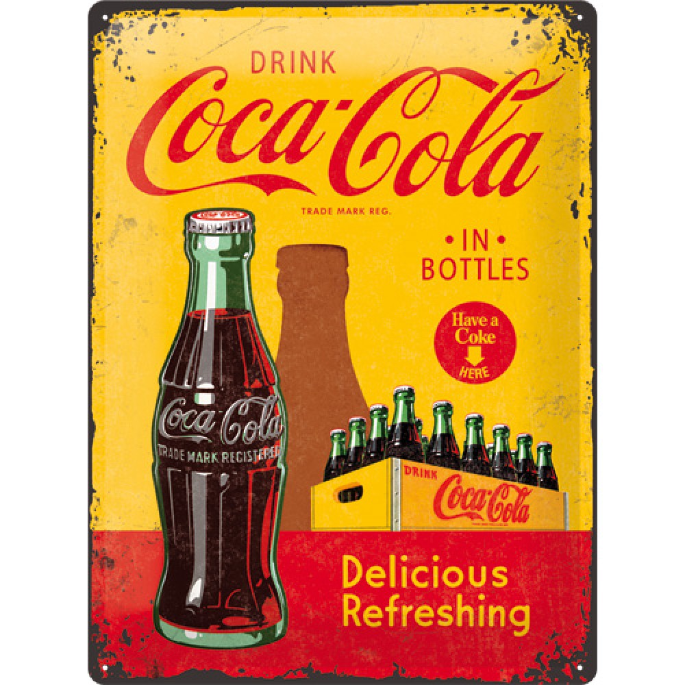 Placa metalica - Coca Cola - In Bottles Yellow - 30x40 cm